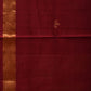 Maroon Khadi Cotton Handloom Saree with Pallu Design - Global Threads | Swadesiicart