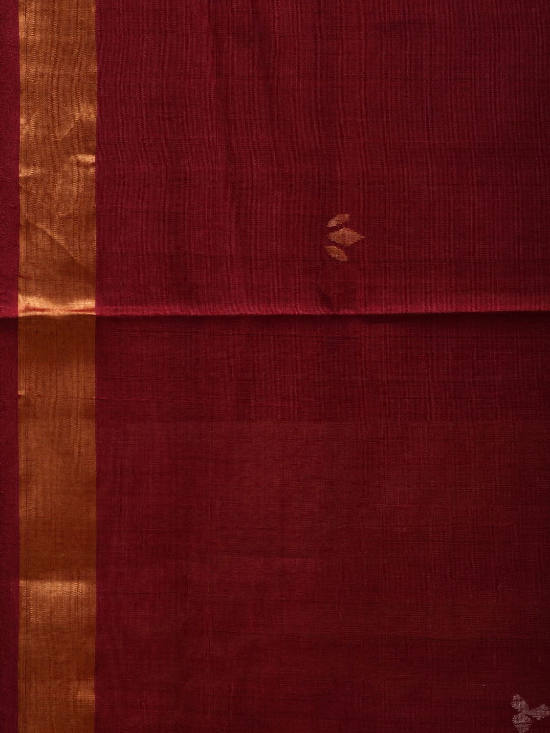 Maroon Khadi Cotton Handloom Saree with Pallu Design - Global Threads | Swadesiicart