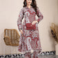 Yufta Maroon Pure Cotton Boho Print Co-Ord Set - Swadesiicart