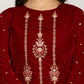 Yufta Maroon Velvet Embroidered Co-Ord Set With Cotton Lining - Swadesiicart
