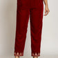 Yufta Maroon Velvet Embroidered Co-Ord Set With Cotton Lining - Swadesiicart