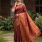 Anaita Maroon Silk Blend Woven Saree With Blouse