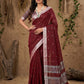 Anaita Maroon Linen Cotton Zari Work Saree With Blouse