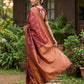 Anaita Maroon Silk Blend Woven Saree With Blouse