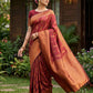 Anaita Maroon Silk Blend Woven Saree With Blouse