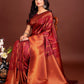 Anaita Maroon Banarasi Silk Woven Saree With Blouse