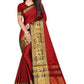 Vamika Banarasi Cotton Silk Weaving Red Saree (DOCTOR MOR RED) | Swadesiicart