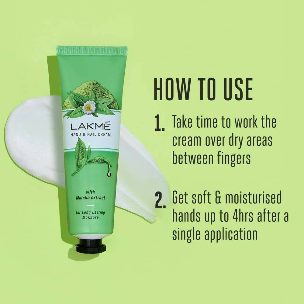 Lakme Hand & Nail Cream With Matcha, Pentavitin And Almond Oil | Swadesiicart