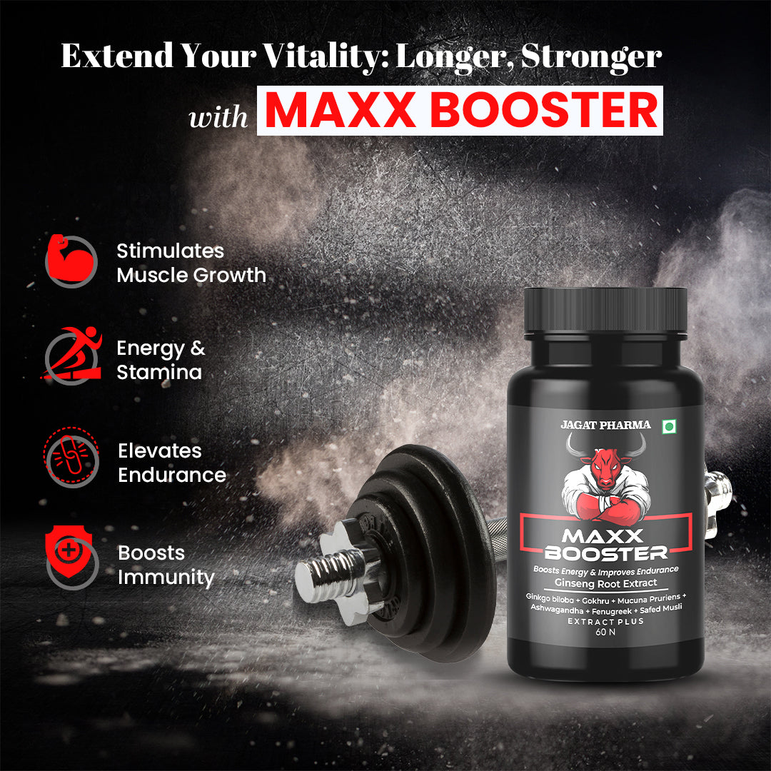 Jagat Pharma Maxx Booster- 60 Capsule Muscle Mass Gainer and Stamina Booster | Swadesiicart