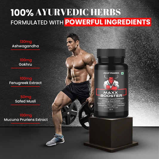 Jagat Pharma Maxx Booster- 60 Capsule Muscle Mass Gainer and Stamina Booster | Swadesiicart