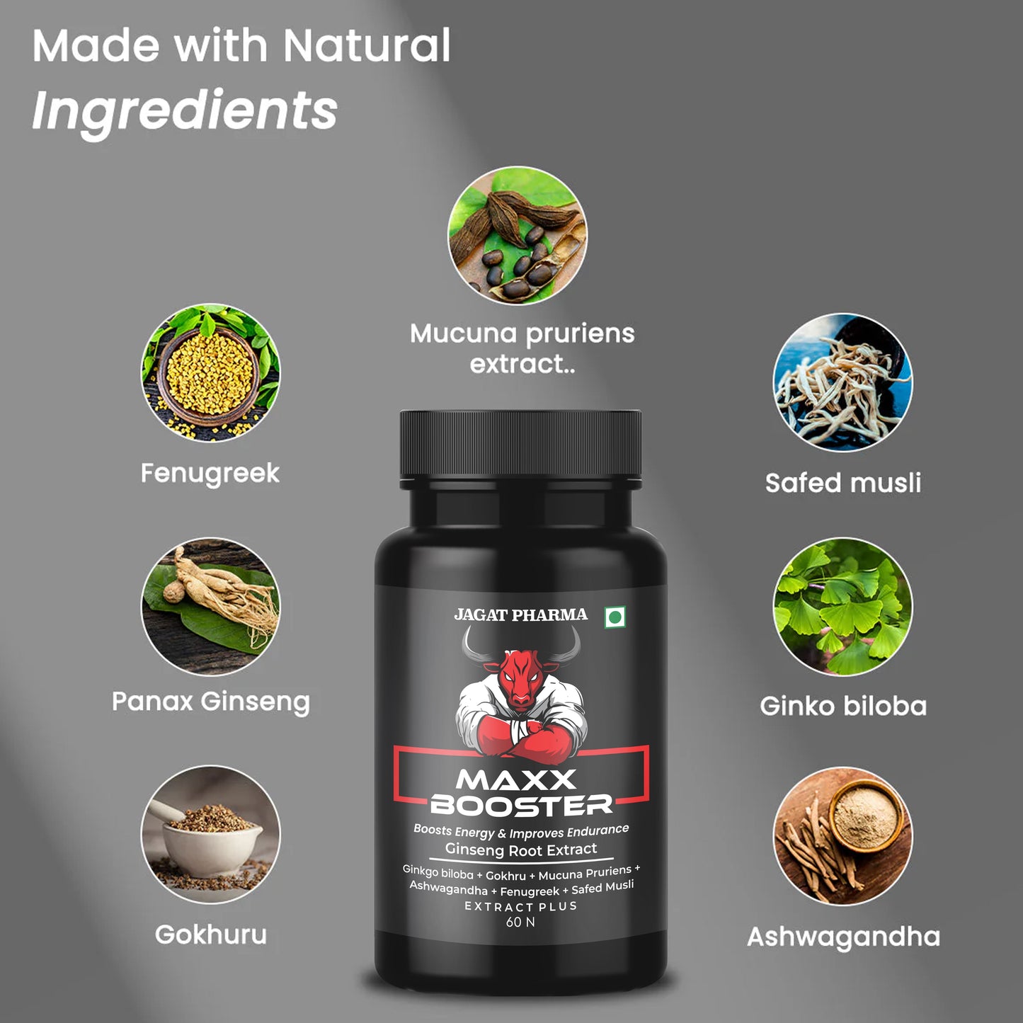 Jagat Pharma Maxx Booster- 60 Capsule Muscle Mass Gainer and Stamina Booster | Swadesiicart