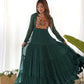 Joban Fashion Bottle Green Kurta Set Chanderi Sequence Embroidery Work - Swadesiicart