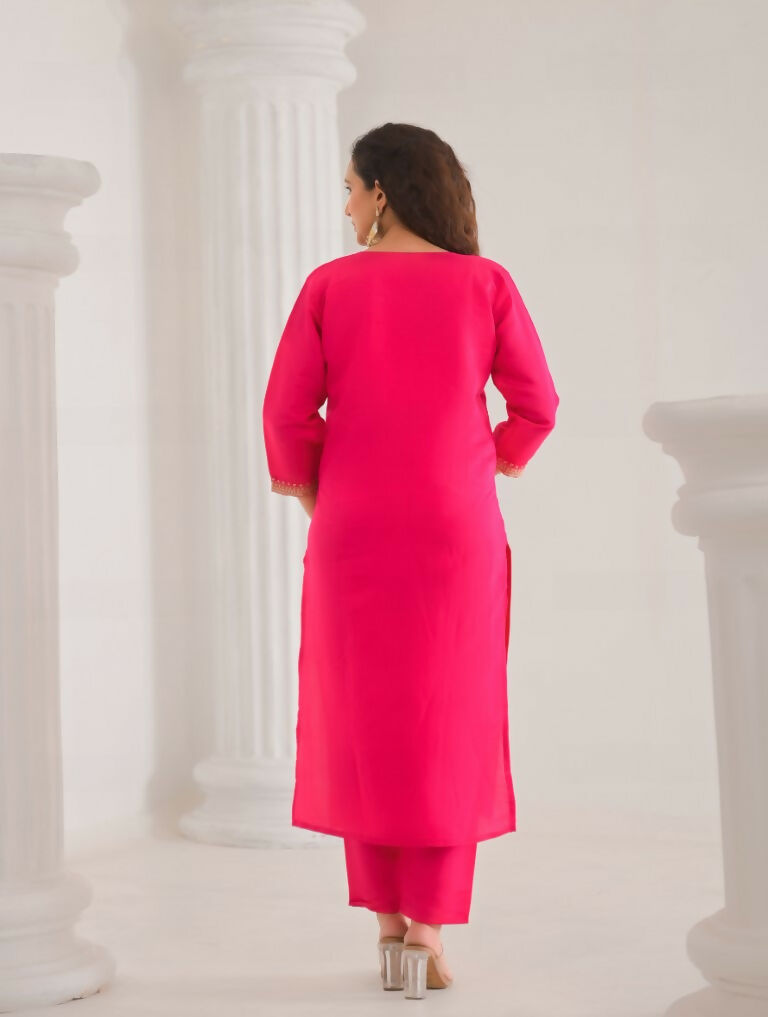 Ethnic Festive Wear Viscose Chanderi Pink Stitched Suit With Dupatta - Tanisha | Swadesiicart