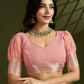 Vishnu Weaves Women's Peach Soft Silk Zari Woven Saree with Blouse - Swadesiicart