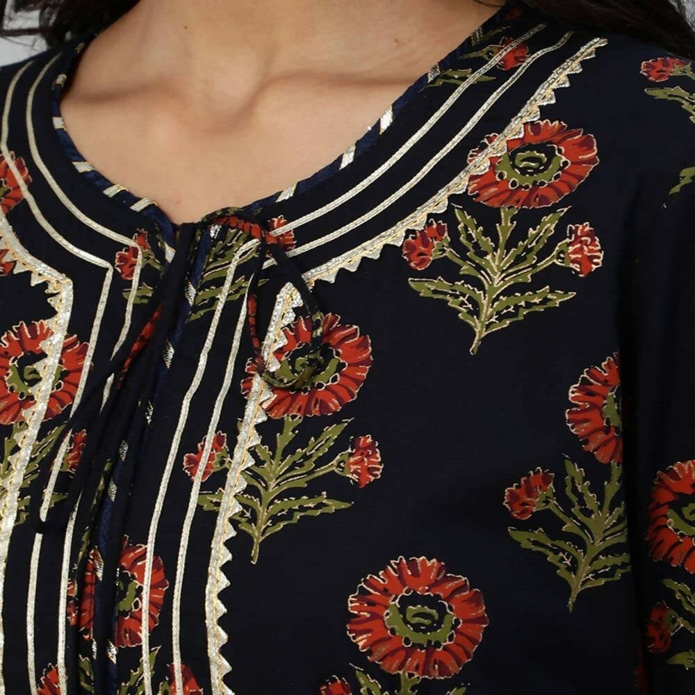 Anubhutee Women's Navy Kurta Churidar with Dupatta Set | Swadesiicart