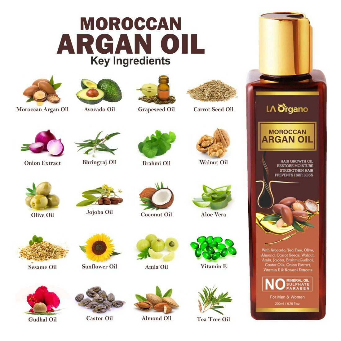 LA Organo Moroccan Argan Hair Oil | Swadesiicart