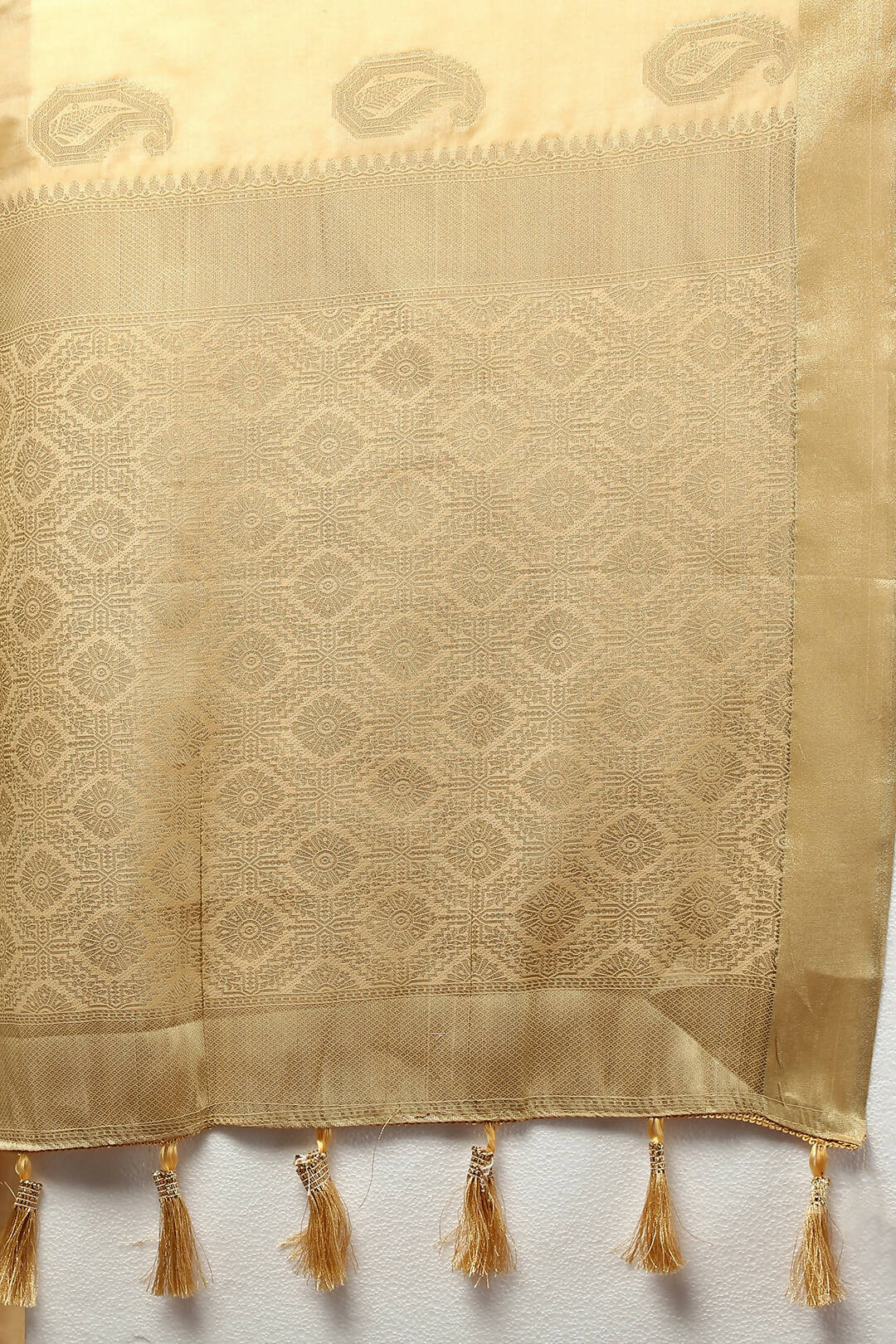 Lorenvalley Fashion Cream Cotton Woven Design with Zari Weaving Design Saree - Swadesiicart