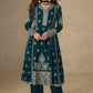 Anaita Teal Green Chinon Silk Stitched Suit with Embroidery & Sequence Work