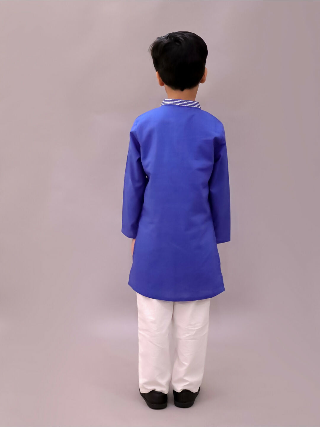 Lil Drama Shor-Gul Blue Kurta Pyjama Set For Boys | Swadesiicart