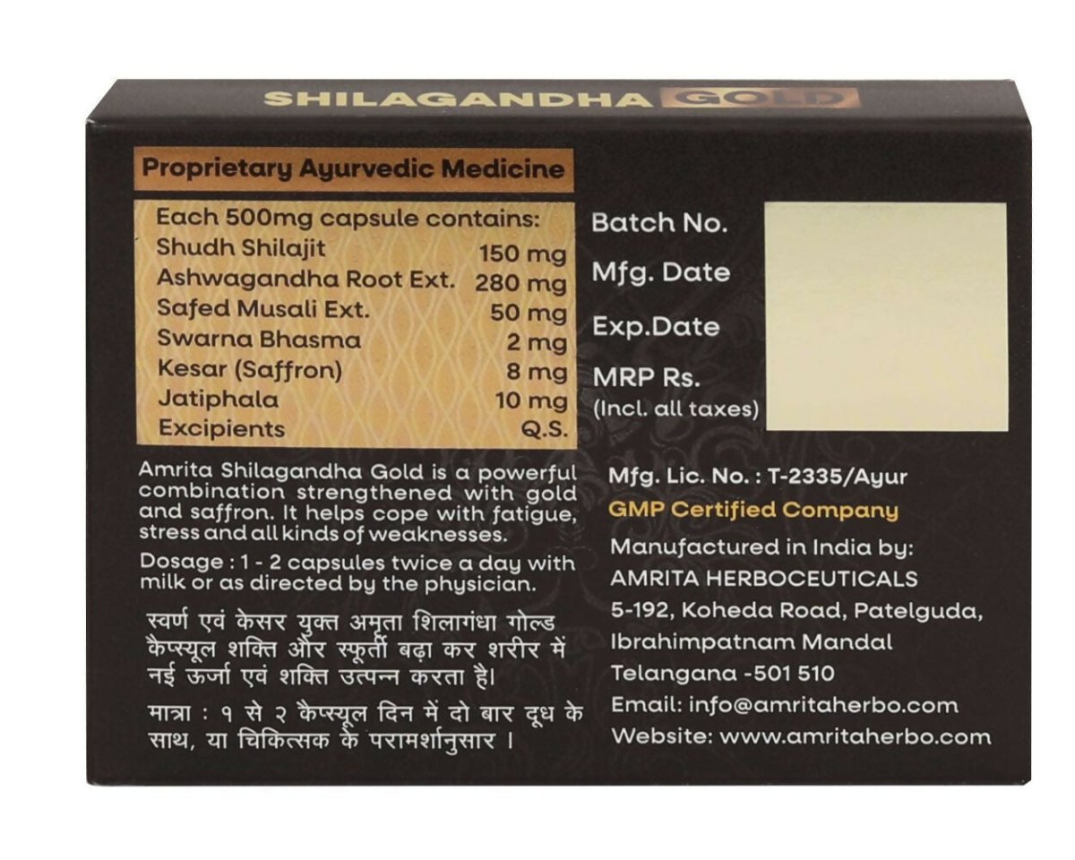 Amrita Shilagandha Gold Capsules - Swadesiicart