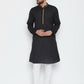 Even Apparels Black Color Pure Cotton Men's Kurta With Band Collar | Swadesiicart