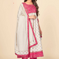 NOZ2TOZ Women's Pink & White Anarkali Kurta & Pant With Dupatta Set (3pcs Set) - Swadesiicart