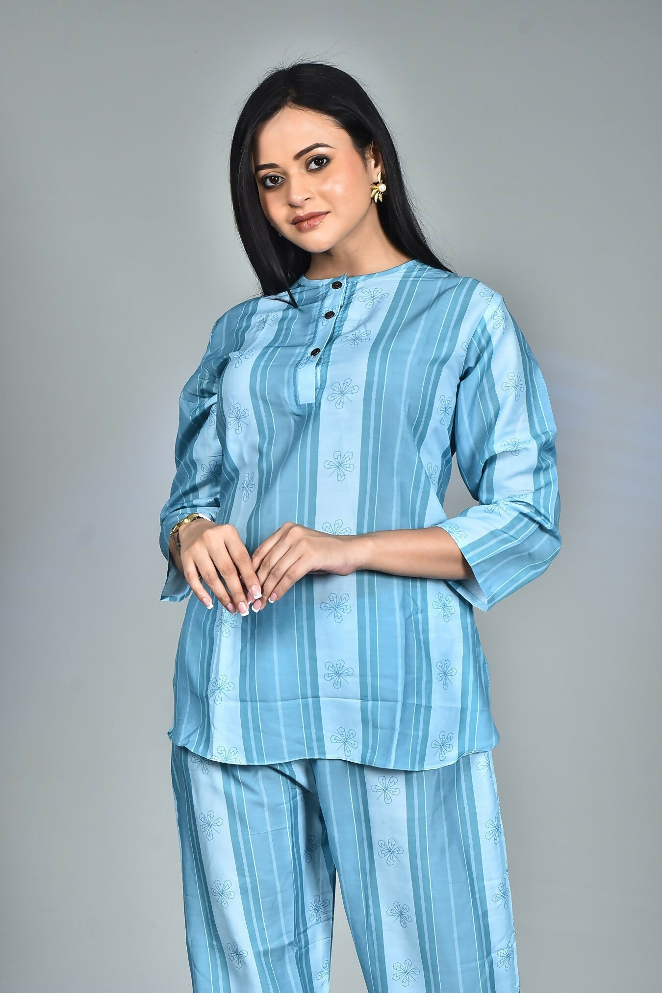Morchari Digital Print Semi Muslin Co-Ord Set Top & Trouser-Multicolor - Swadesiicart