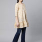 Ahalyaa Beige Cotton Gold Printed Tunic | Swadesiicart