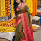 Anaita Mehendi Pochampally Silk Woven Saree With Blouse