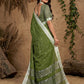 Anaita Mehendi Linen Cotton Zari Work Saree With Blouse