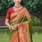 Anaita Mehendi Banarasi Saree With Blouse Piece