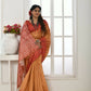 Vishnu Weaves Women's Mustard Tussar Silk Temple Print Saree with Blouse - Swadesiicart