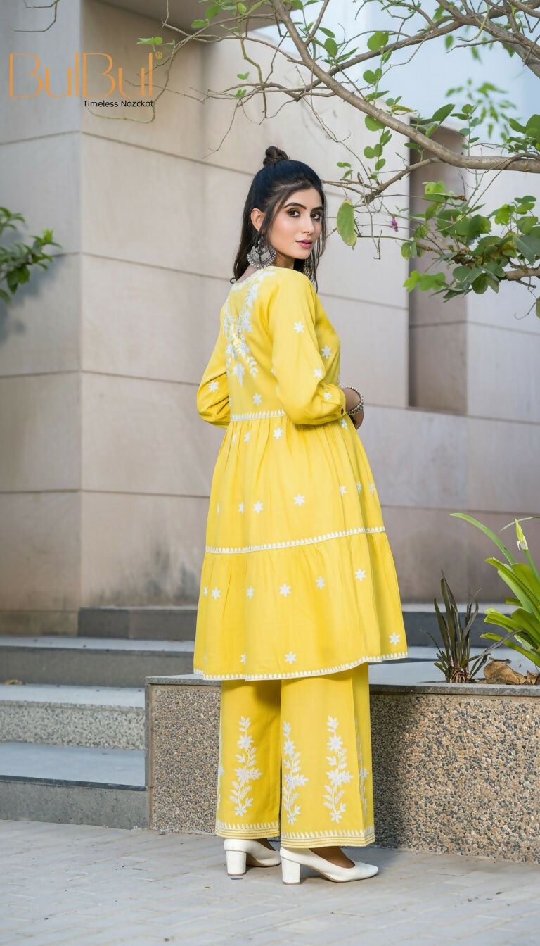 BulBul Dhawani Rayon Mustard Co-Ord Set - Swadesiicart