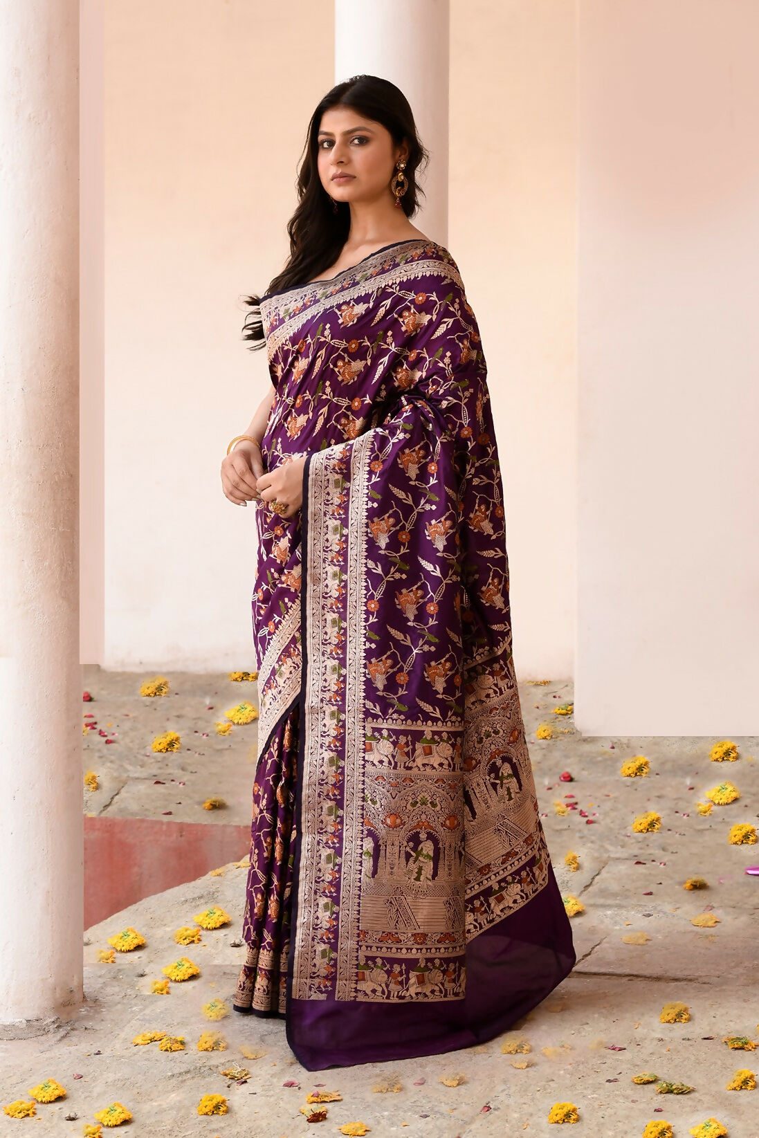 Joban Fashion Pure Katan Pure Handloom Banarasi Silk Saree | Swadesiicart
