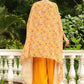 Janasya Mustard Georgette Floral Top Bottom Cape | Swadesiicart