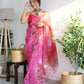 Vamsee Dillagi Dark Pink (Dillagi) Organza Saree - Swadesiicart