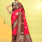 Joban Fashion Rani Pink & Bottle Green Plain With Weaving Border Banarasi Silk Sarees | Swadesiicart