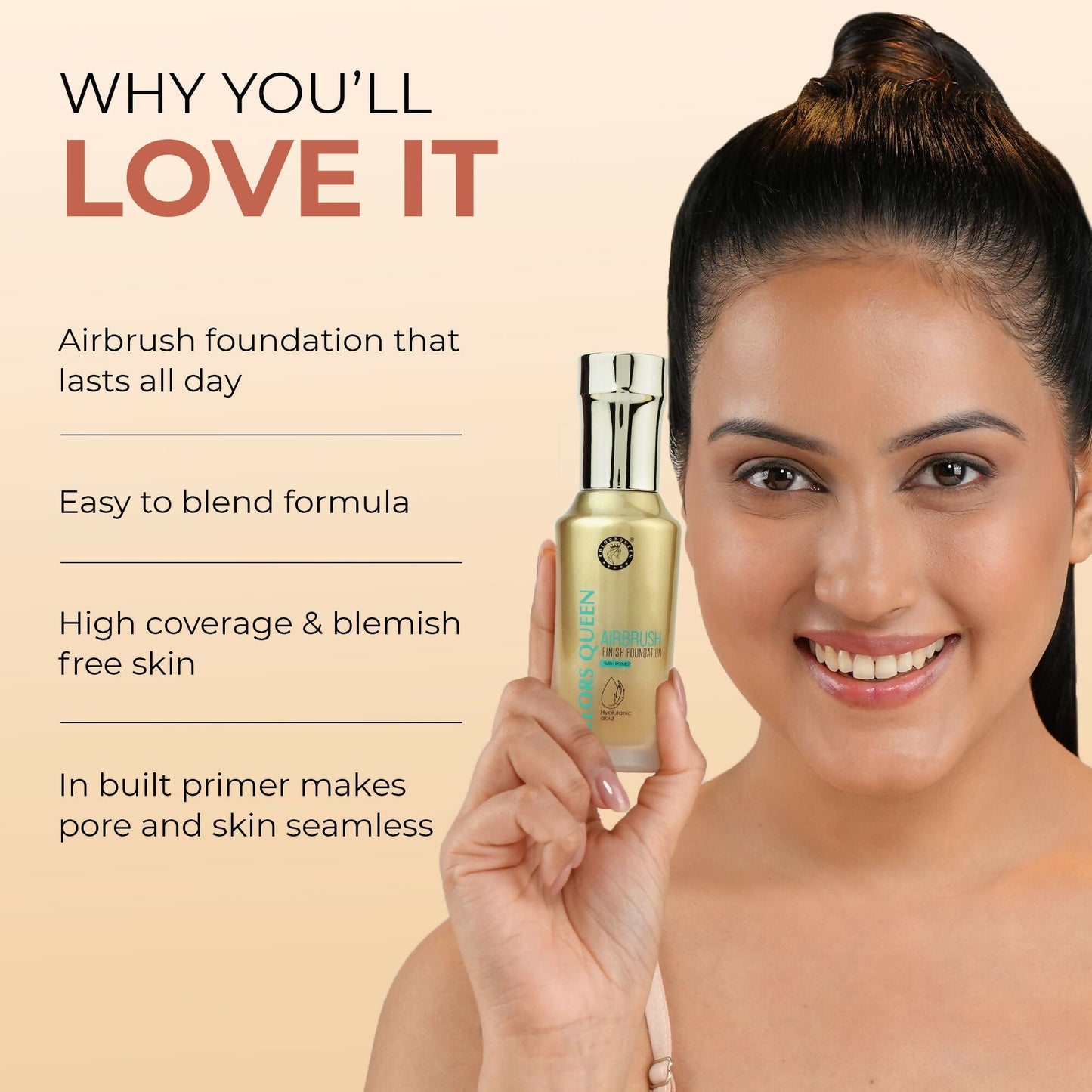Colors Queen Airbrush Foundation With Primer - Rose Blush | Swadesiicart