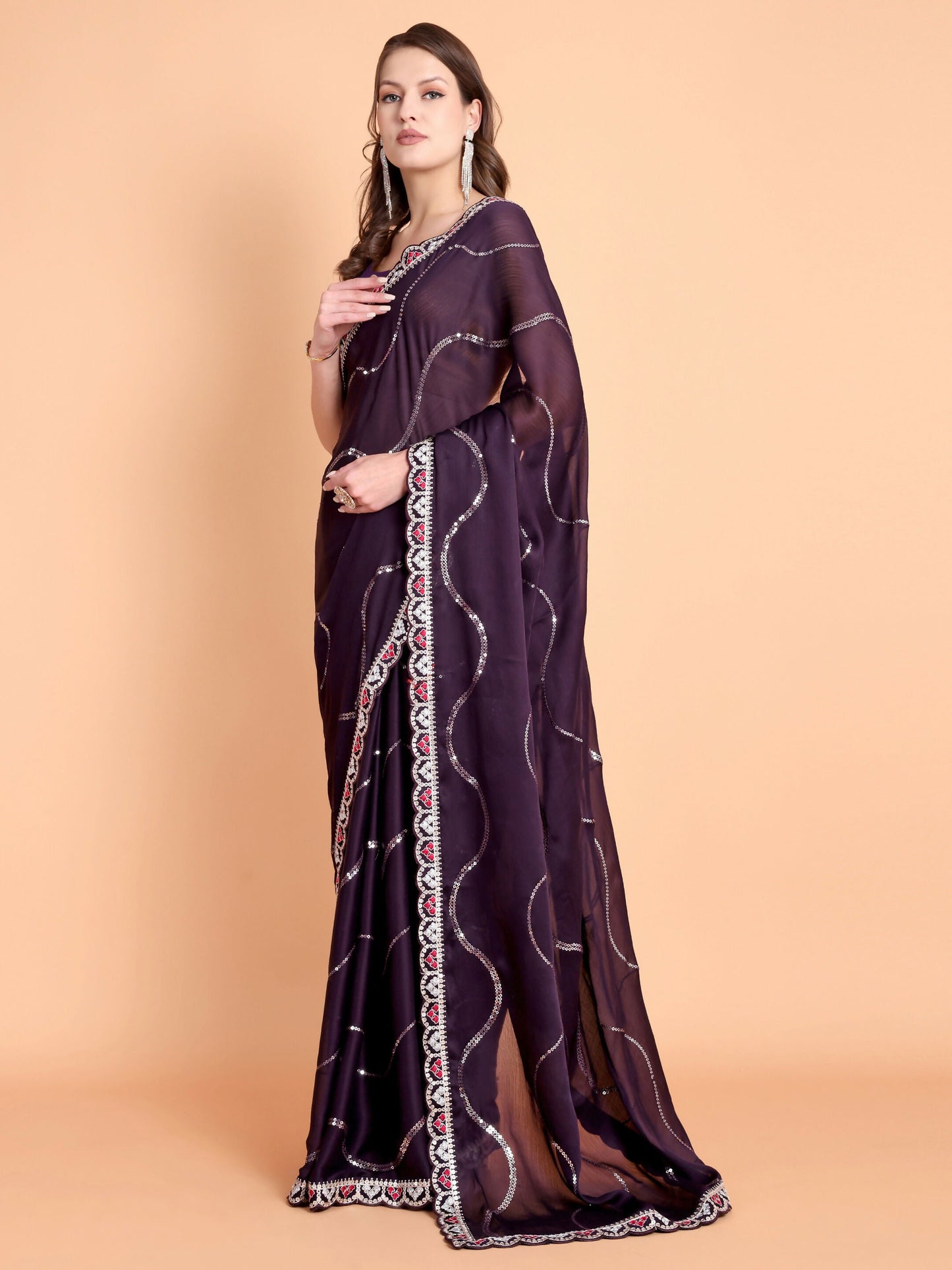 Vamsee Laxmibai Magenta Georgette Saree - Swadesiicart