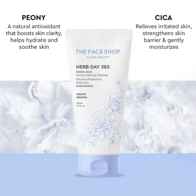 The Face Shop Herb Day Amino Acid Face Wash, Gentle Cleanser that Exfoliates & Brighten Skin - Korean Skincare | Swadesiicart