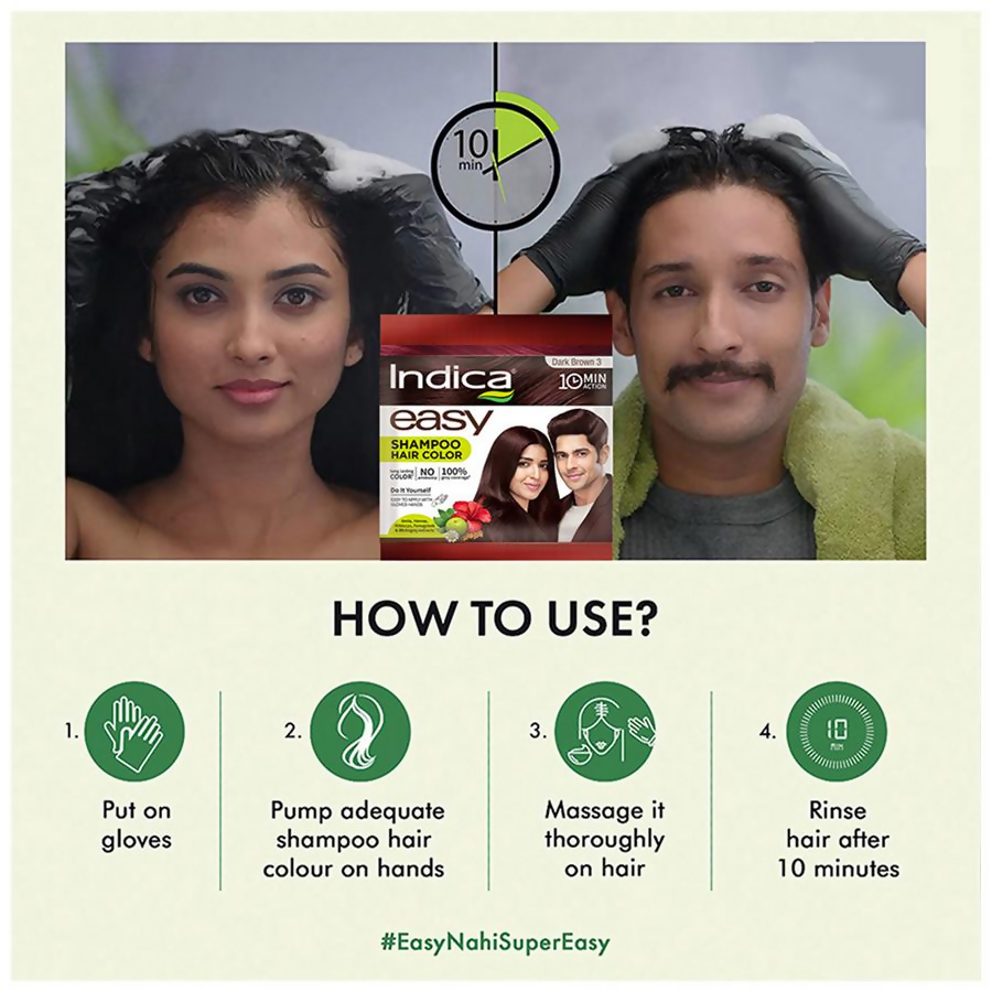 Indica Easy Hair Color Dark Brown - Swadesiicart