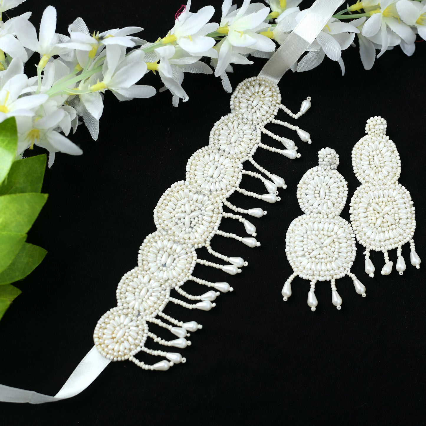 Mominos Fashion Johar Kamal Handicraft Pearls Necklace with Earrings For Women - Mominos Fashion