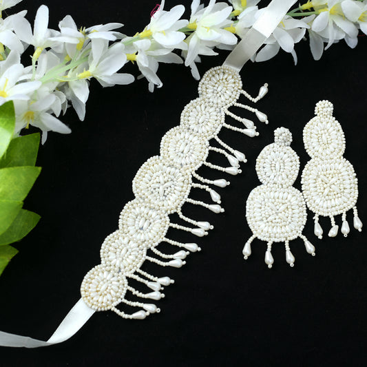 Mominos Fashion Johar Kamal Handicraft Pearls Necklace with Earrings For Women - Mominos Fashion