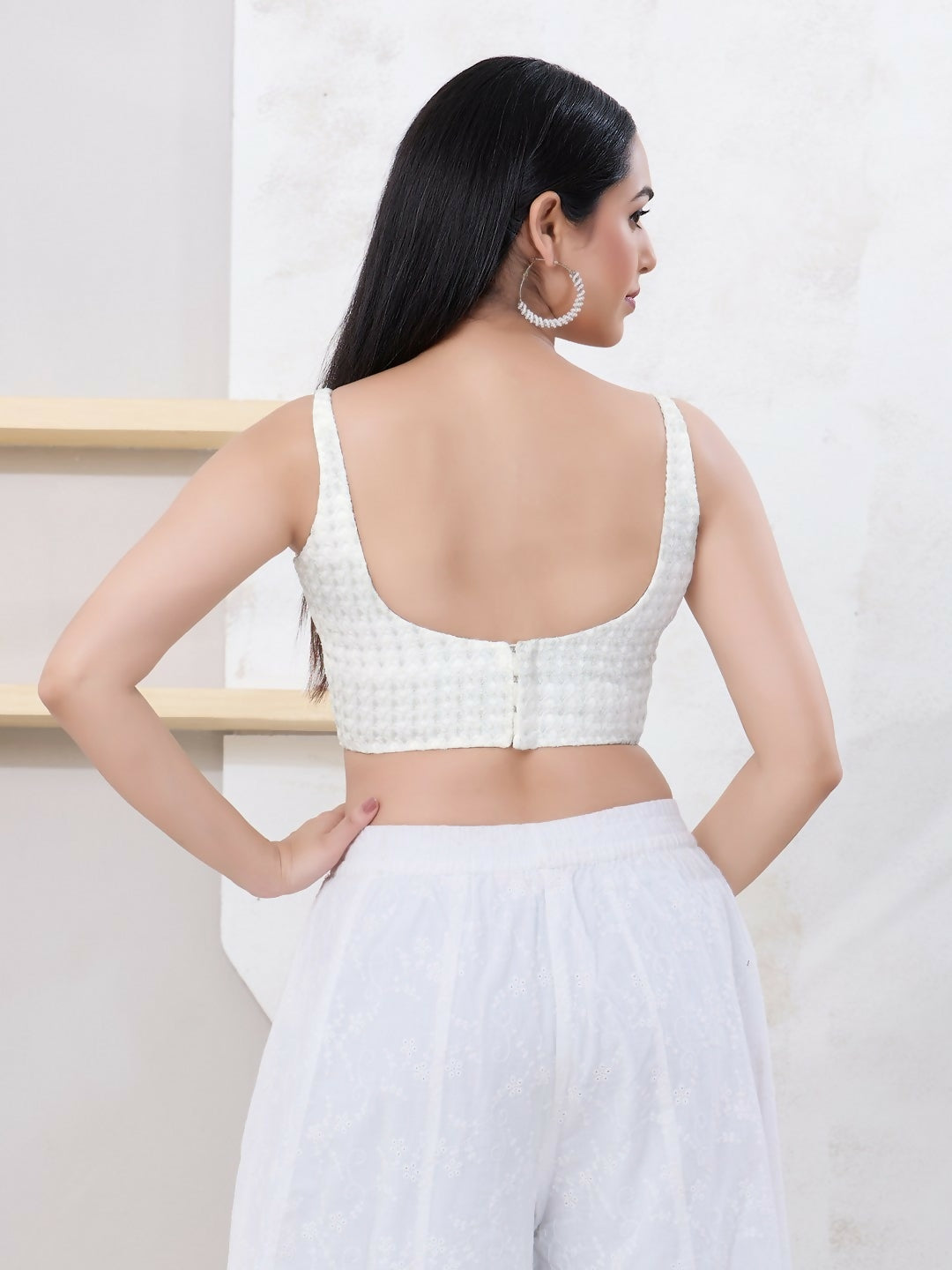 Joban Fashion Silver Shift Sleeveless Back Open Blouse - Swadesiicart