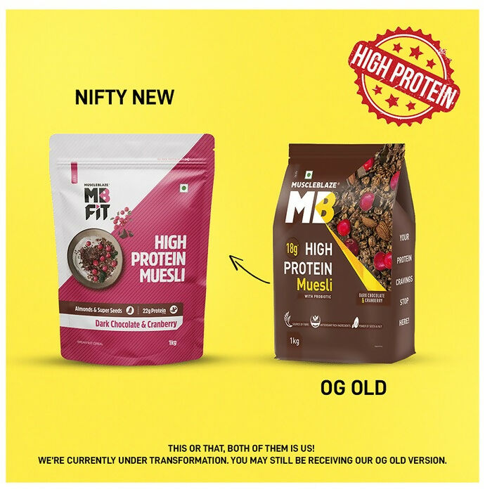 MuscleBlaze Fit High Protein Muesli - Dark Chocolate & Cranberry - Swadesiicart