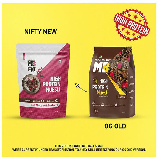 MuscleBlaze Fit High Protein Muesli - Dark Chocolate & Cranberry - Swadesiicart