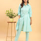 BohoJazz Mint Green Longline Shirt with Formal Pants Co-ord Set - Swadesiicart