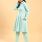 BohoJazz Mint Green Longline Shirt with Formal Pants Co-ord Set - Swadesiicart