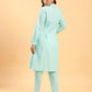 BohoJazz Mint Green Longline Shirt with Formal Pants Co-ord Set - Swadesiicart