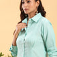 BohoJazz Mint Green Longline Shirt with Formal Pants Co-ord Set - Swadesiicart